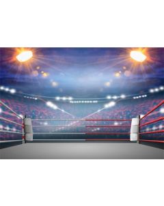 AOFOTO 6x4ft Wrestling Arena Backdrop Floodlight Blur Spectator Seats Sports Boxing Ring Ropes Background Man Boys Portrait Photo Shoot Child Kid Father's Birthday Decoration Photo Studio Props