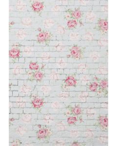 AOFOTO 3x5ft Sweet Rose Flowers on Vintage Brick Wall Background Birthday Decor Spring Photography Backdrop Kid Baby Girl Mother Lady Woman Artistic Portrait Photo Studio Props Video Drape Wallpaper