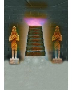 AOFOTO 3x5ft Mysterious Egyptian Pharaoh Statue Backdrop 3D Stairs Pyramid Bottom Brick Wall Photo Shoot Background Photography Studio Props Boy Kid Girl Children Toddler Artistic Portrait Video Drop