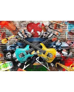 AOFOTO 7x5ft Rock Music Photography Background Grunge Graffiti Brick Wall Backdrop Punk Fashion Vocal Concert Scene Stylish Trendy Boy Girl Artistic Portrait Party Decor Photo Studio Props Wallpaper