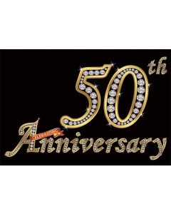 AOFOTO 6x4ft Happy 50th Anniversary Backdrop Silver Diamonds Father Mother Wedding Day Party Birthday Company Institution School Founding 50 Years Celebration Black Background Photo Studio Props Vinyl