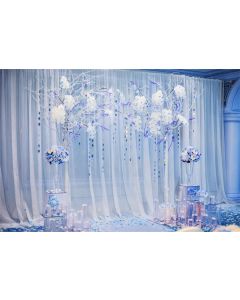 AOFOTO 8x6ft Wedding Ceremony Backdrop Romantic Flowers Curtain Photography Background Interior Nuptial Decoration Photo Studio Props Bride Lover Girlfriend Fiancee Artistic Portrait Vinyl Wallpaper