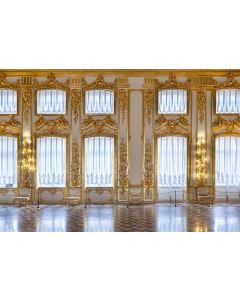 AOFOTO 10x7ft Luxurious Palace Backdrop for Photography Retro European Aristocratic Castle Noble Royal Interior Golden Hall Photography Background Girls Adult Travel Portrait Photo Booth Studio Props