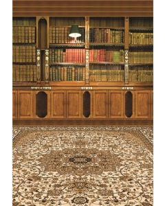AOFOTO 6x8ft Artistic Background Girl Photography Backdrops Vintage Bookcase Books Lamp Retro Chic Floral Floor Baby Child Adult Portrait Scene Studio Props Video Toddler Photo Shoot